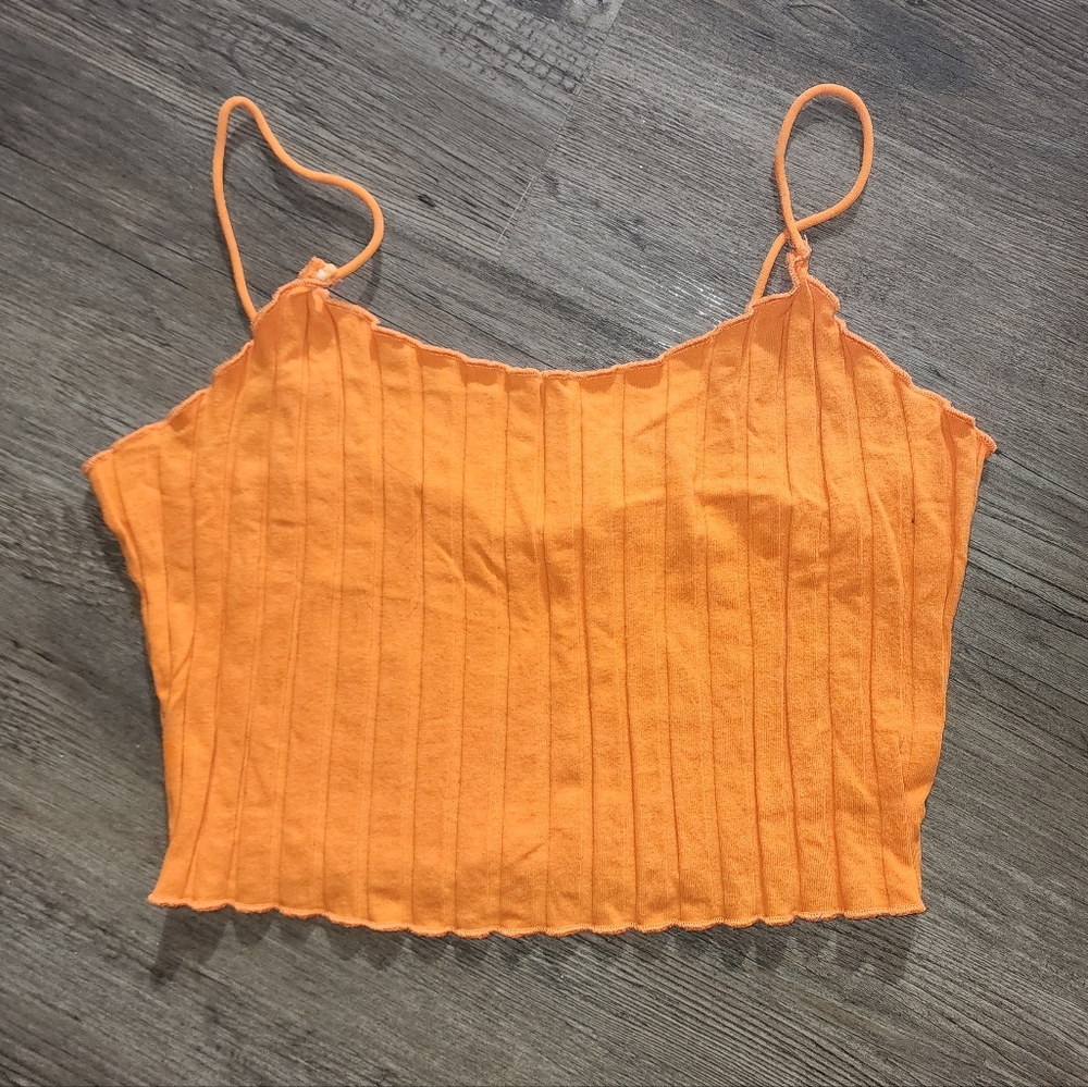 Neon Orange Crop Cami Top